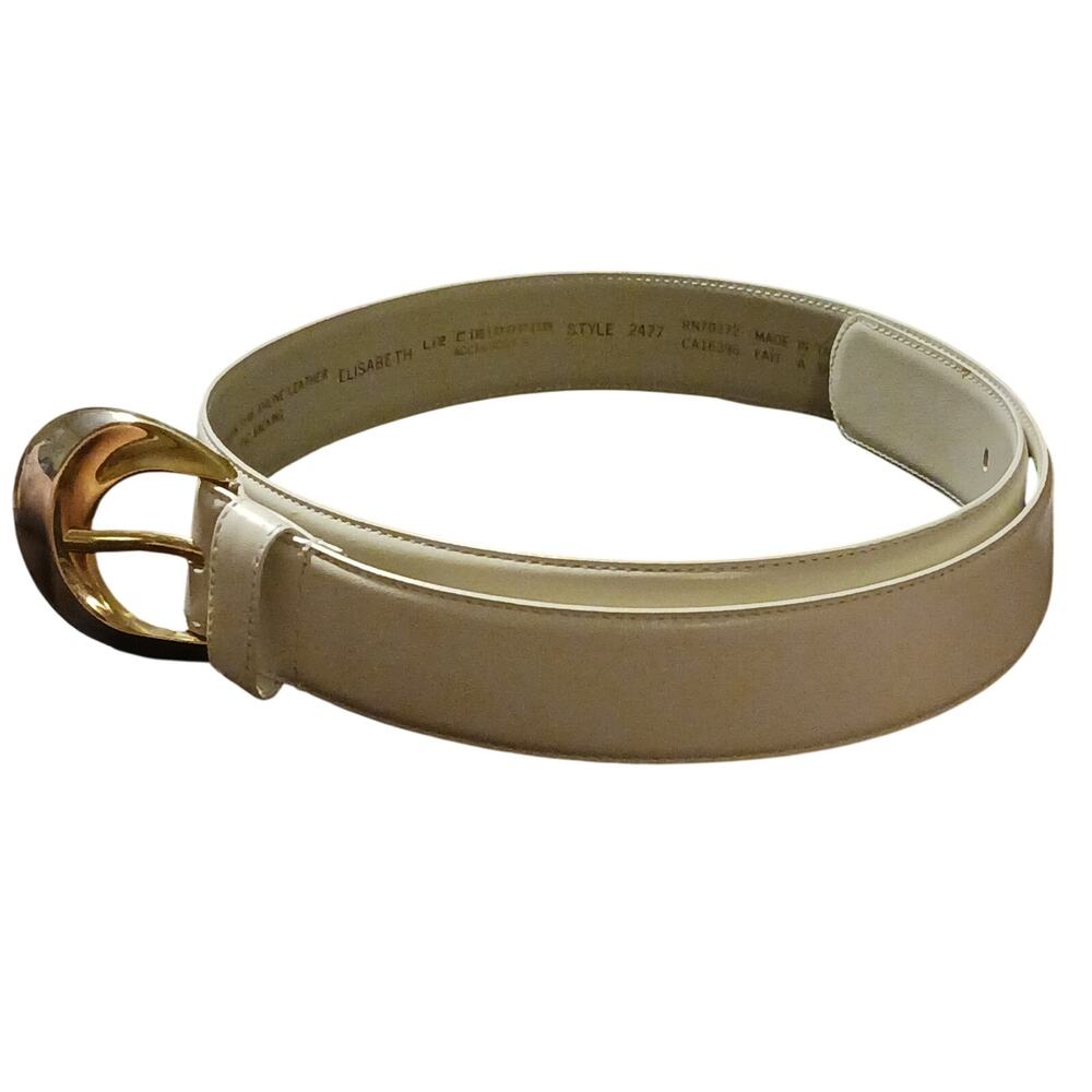 Vintage Liz Claiborne Fullgrain Leather Belt Sz 1(14-16) with Two-tone buckle